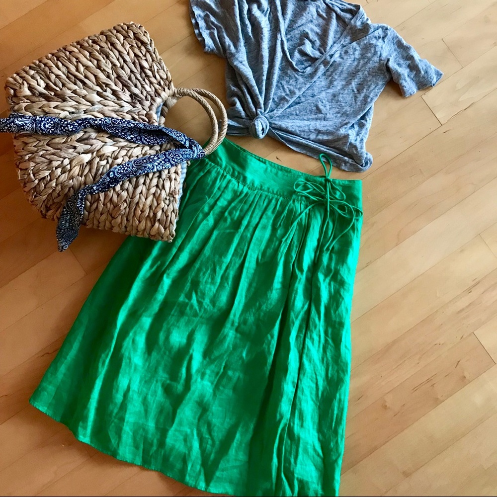 J. Crew Linen Midi Skirt